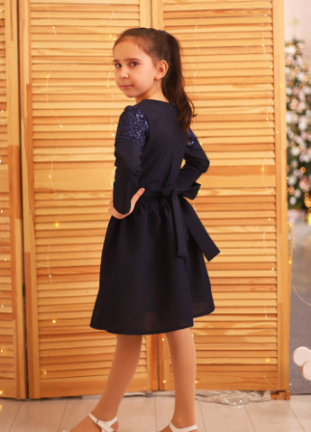 Темно-синя кежуал повсякденна сукня для дівчинки з мереживом бебі долл Marselin з квітковим принтом