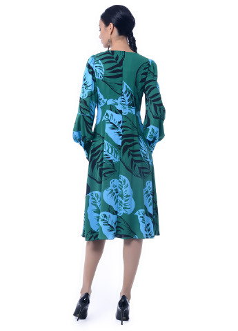 Зеленое коктейльное платье клеш Iren Klairie с цветочным принтом