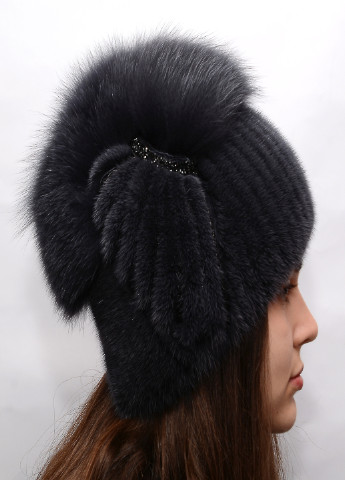 Женская вязаная норковая шапка Меховой Стиль спираль (221809640)