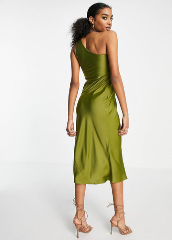 Оливкова вечірня, святковий сукня на одне плече Asos однотонна