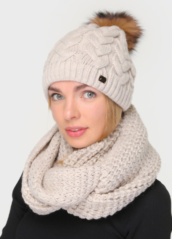 Теплый зимний комплект (шапка, шарф-снуд) на флисовой подкладке DeMari 661023 Merlini (250435018)