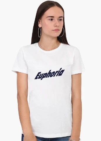 Футболка женская надпись Ейфория (Euphoria) Белый (8976-1794) XXL MobiPrint - (216195134)