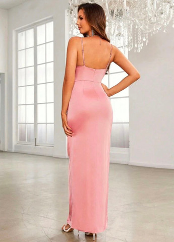 Світло-рожева вечірня, святковий сукня з відкритою спиною SHEIN однотонна