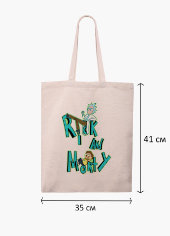 Эко сумка шоппер белая Рик Санчез и Морти Смит Рик и Морти (Rick and Morty) (9227-2939-WT-1) 41*35 см MobiPrint (228156209)