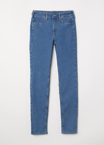 Джинси H&M вкорочені, скінні однотонні сині джинсові бавовна