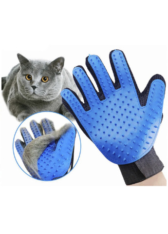 Перчатка для вычесывания шерсти кошек и собак TrueDough Синий Good Idea (244580470)