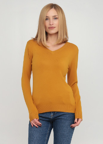 Горчичный демисезонный пуловер пуловер Moni&co
