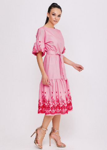 Розовое кэжуал платье клеш ST-Seventeen однотонное