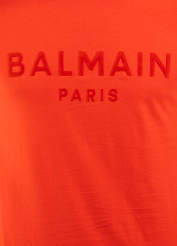 Яскраво-червона біла футболка в смужку Balmain