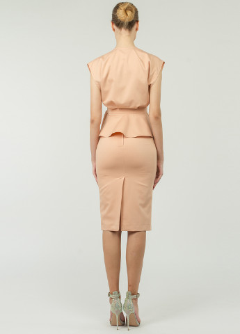 Комплект (блуза, юбка) BGL Комплект (блуза и юбка) юбочный бежевый кэжуал хлопок, вискоза, полиэстер, эластан