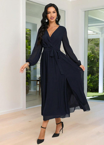 Темно-синя кежуал сукня кльош SHEIN однотонна