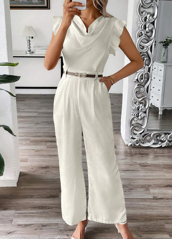 Комбінезон SHEIN комбінезон-брюки однотонний молочний кежуал поліестер