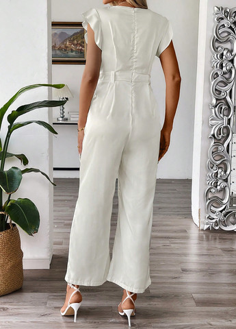 Комбінезон SHEIN комбінезон-брюки однотонний молочний кежуал поліестер