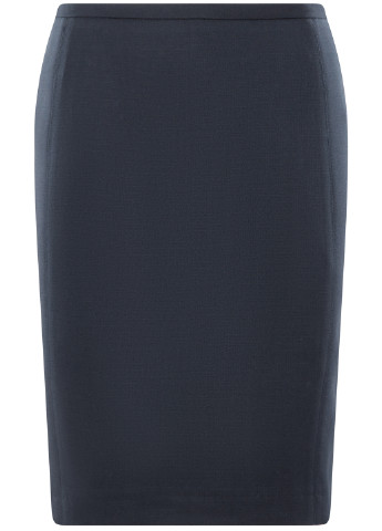 Темно-синяя офисная однотонная юбка Oodji