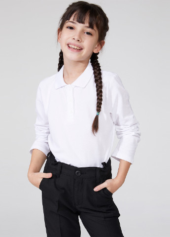 Белая детская футболка-поло для девочки DeFacto