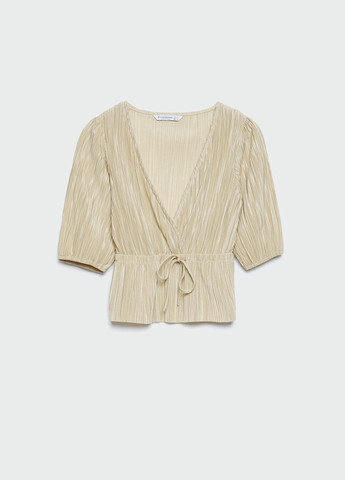Бежева блуза з баскою Stradivarius