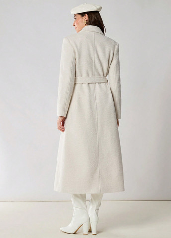 Кремовое зимнее Пальто двубортное SHEIN