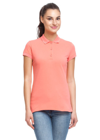 Коралловая женская футболка-поло Promin. однотонная