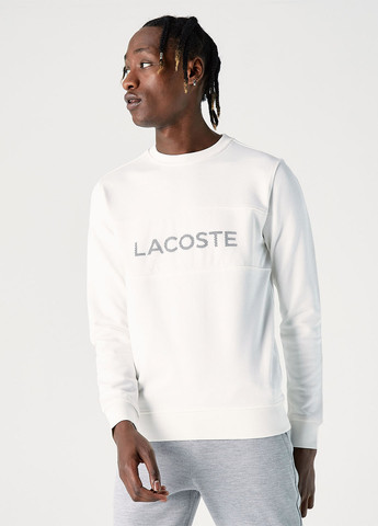 Свитшот Lacoste - Прямой крой логотип молочный кэжуал хлопок, трикотаж - (265150886)