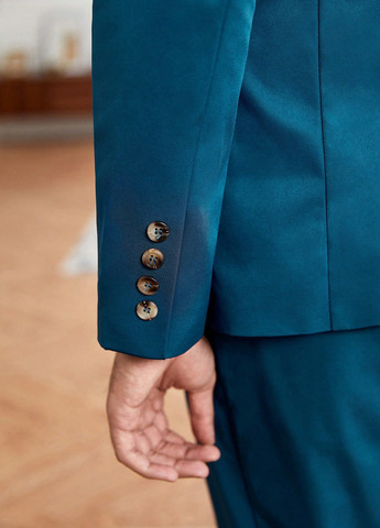 Морської хвилі демісезонний костюм (піджак, штани) брючний SHEIN