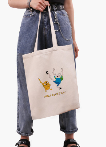 Эко сумка шоппер белая Финн и Джейк пес Время Приключений (Adventure Time) (9227-1580-WT) экосумка шопер 41*35 см MobiPrint (216642220)