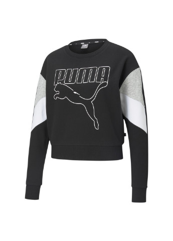 Толстовка Rebel Crew Neck Women's Sweater Puma однотонна чорна спортивна бавовна, поліестер, еластан