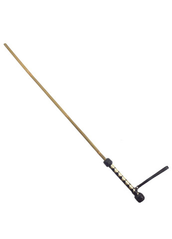 Трость бамбуковая 75 см, рукоятка натуральная кожа, черно-золотая Art of Sex (255340343)