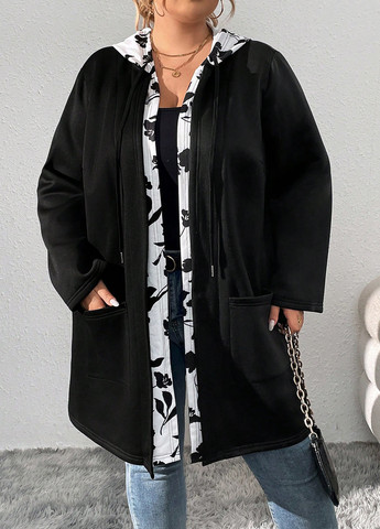 Чорно-білий демісезонне Пальто SHEIN