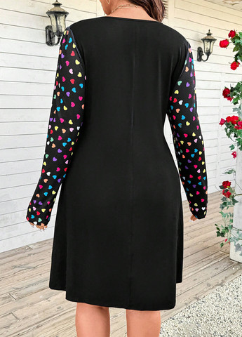 Чорна кежуал сукня а-силует SHEIN сердечка