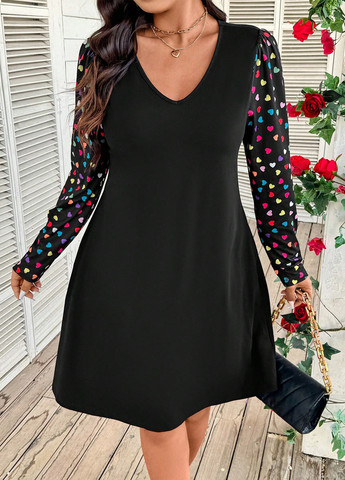 Чорна кежуал сукня а-силует SHEIN сердечка