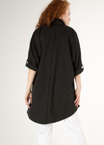 Черная демисезонная - туника с тиара с большой вышивкой INNOE Блуза