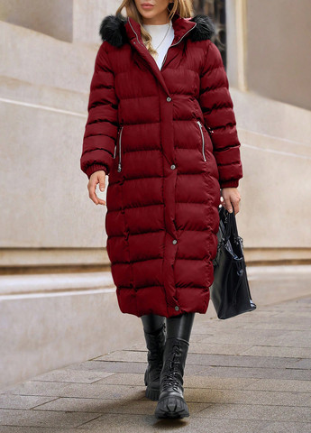 Темно-червона зимня куртка SHEIN