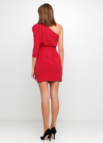 Темно-красное коктейльное платье Elisabetta Franchi однотонное