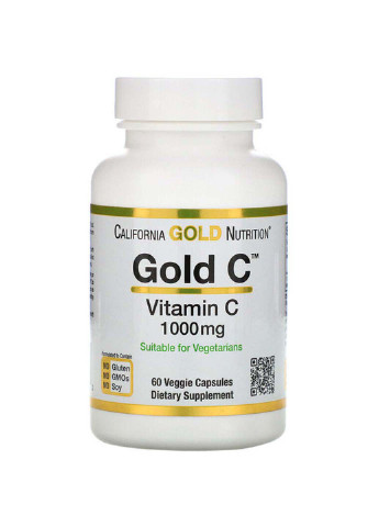 Вітамін C Gold C, Vitamin C 1000 mg 60 Veg Caps California Gold Nutrition (253416254)