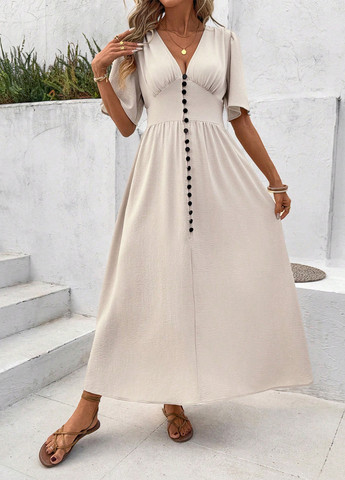 Кремова кежуал сукня кльош SHEIN однотонна