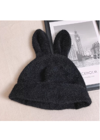 Заяц с ушками (Кролик) унисекс Черный Brend шапка (252509210)