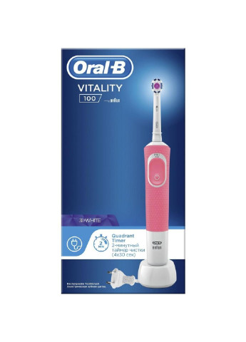 Электрическая зубная щетка D100.413.1 (Oral-B Vitality PRO 3D White Pink) Braun белая