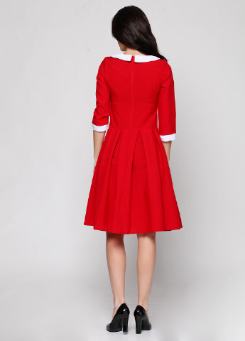 Красное кэжуал платье с длинным рукавом ANVI однотонное
