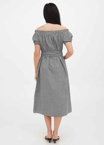 Черно-белое кэжуал платье с открытыми плечами Babylon в клетку