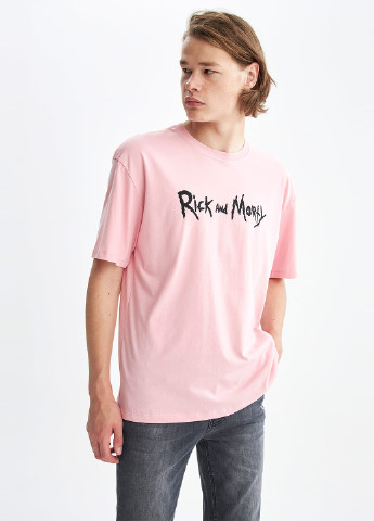 Светло-розовая летняя rick and morty DeFacto Футболка
