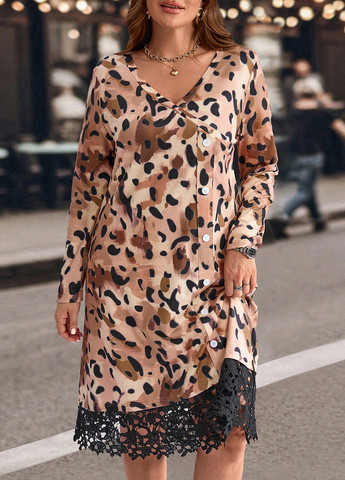 Комбінована кежуал сукня а-силует SHEIN з тваринним принтом