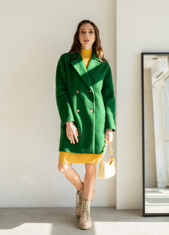 Зеленое демисезонное Пальто двубортное Florens