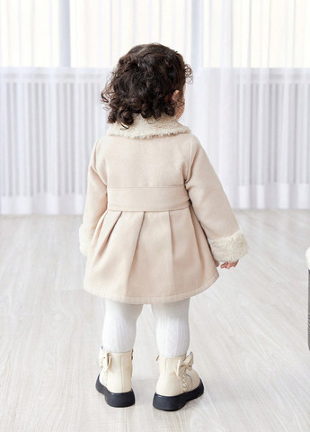 Кремове демісезонне Пальто двобортне SHEIN