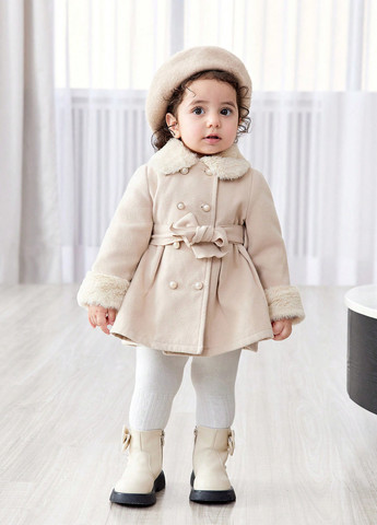 Кремове демісезонне Пальто двобортне SHEIN