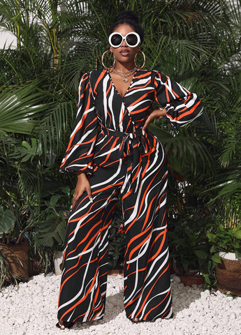 Комбінезон SHEIN комбінезон-брюки смужка чорний кежуал поліестер