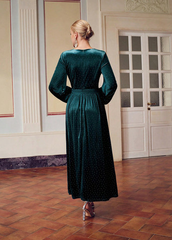 Смарагдова вечірня сукня кльош SHEIN однотонна