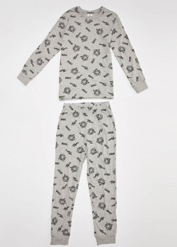 Серая всесезон пижама(реглан,брюки) свитшот + брюки DeFacto