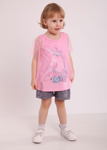 Светло-розовый летний комплект (футболка, майка) Ляля
