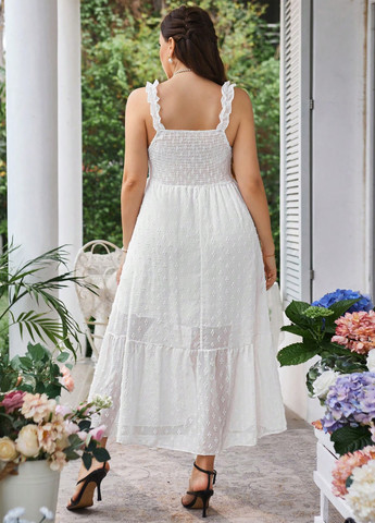 Белое кэжуал платье а-силуэт SHEIN однотонное