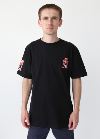 Черная футболка мужская черная широкая с принтом на спине JEANSclub Свободная